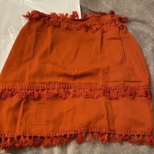 Orange fringe skirt